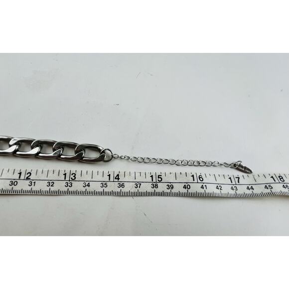 Dolls Kill Delia's Necklace Silver Tone Heavy Cuban Link 90's Y2K Retro Choker R - Picture 10 of 12